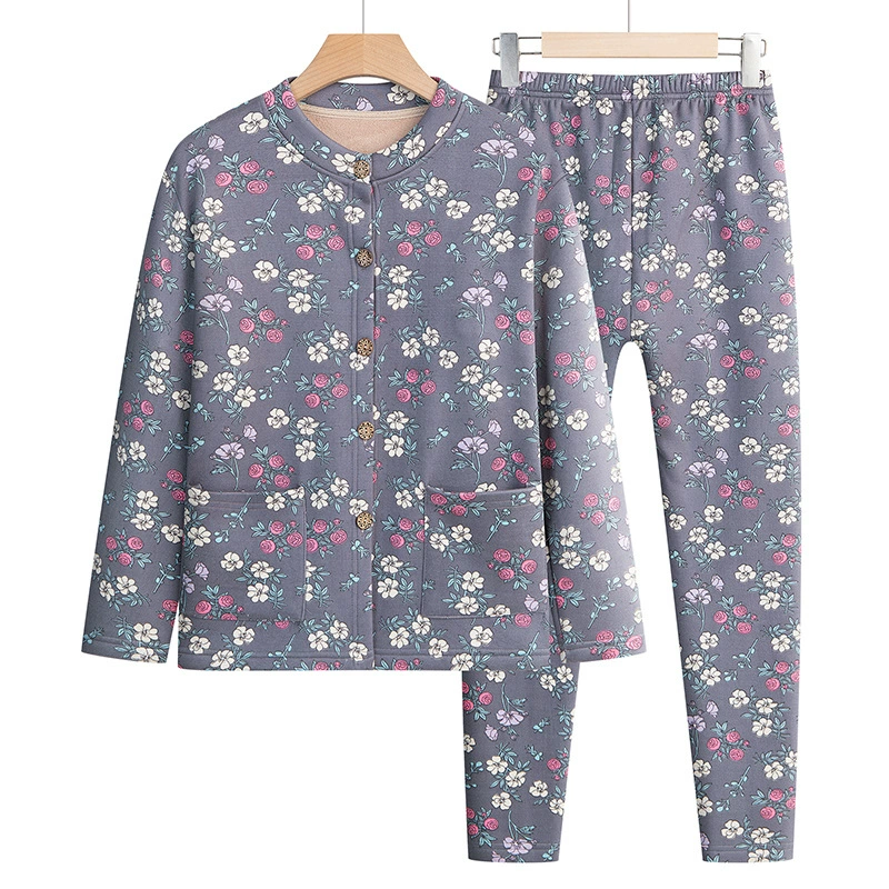 Мама теплая одежда с бархатным толстым кардиган топ бабушка средний и пожилой женский кардиган комплект термобелье зимой