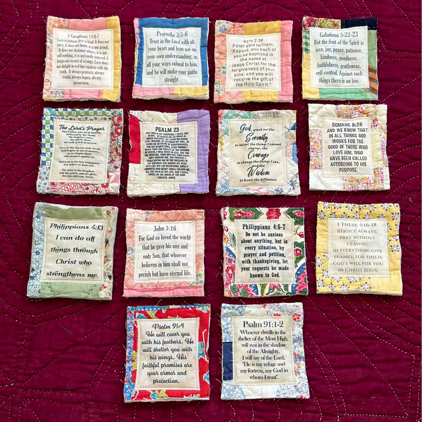 Кросс-борт новое изделие PRAYER QUILT с крестом внутри, вручную шиты цветной стежок