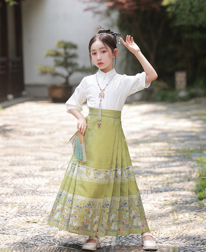 Children's Mamian Skirt Girl's Hanfu Ming Style Literary Retro Chinese Style Improved Tang Suit Embroidered Hanfu Set New Arrival