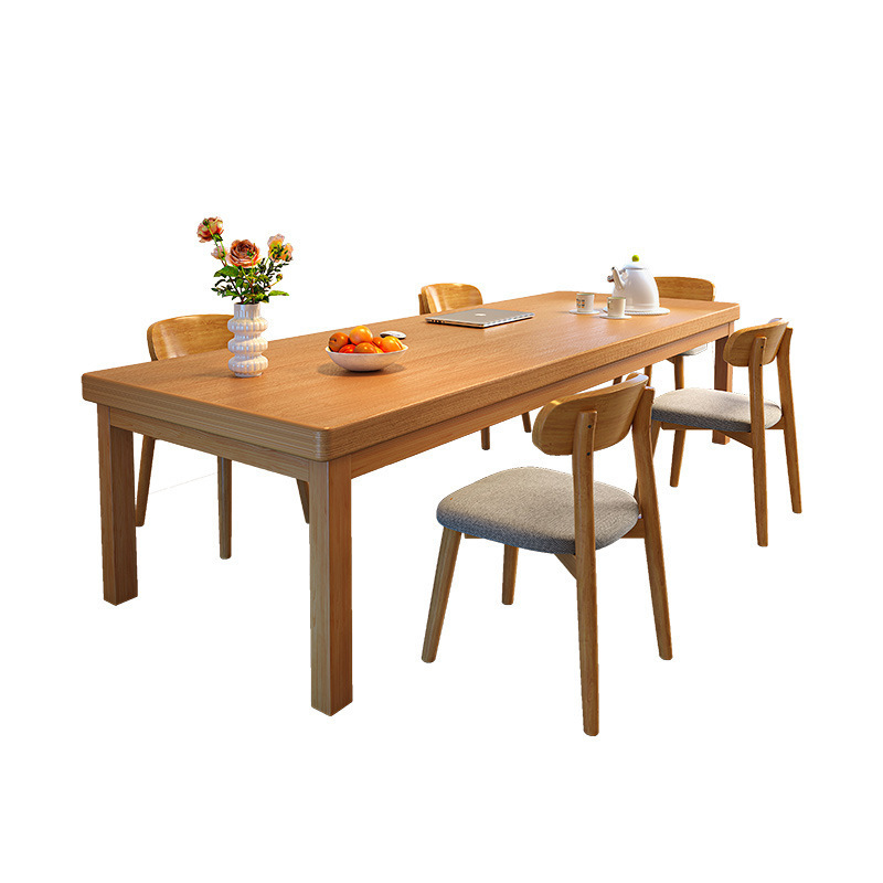 Mesa de comedor de madera maciza con silla, mesa rectangular para comer en la sala de estar, escritorio de computadora de estilo de troncos pequeño simple para el hogar