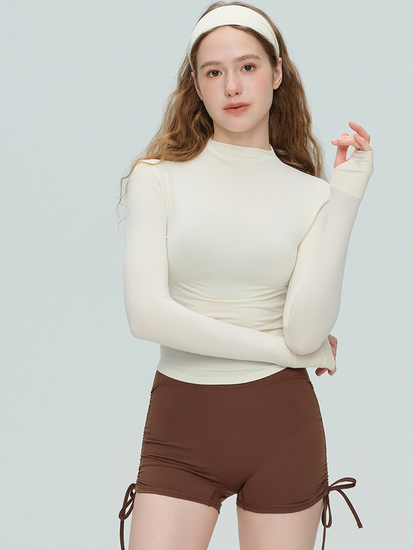 2025秋冬新品瑜伽服女柔软亲肤运动服带拇指扣健身服半高领长袖|undefined