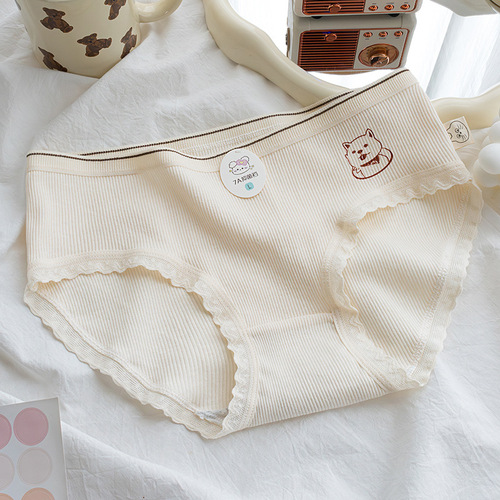 Fine ribbed girl's pure cotton breathable, comfortable and skin-friendly briefs new puppy cute underwear