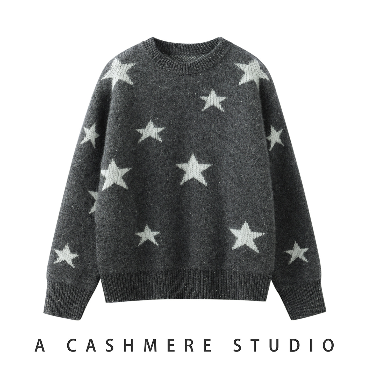 High-quality children's thickened star jacquard knit sweater, loose-fitting, casual style, pullover cashmere sweater for boys and girls.