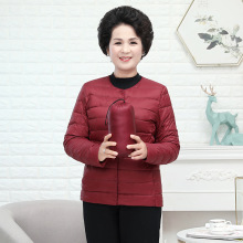 中老年轻薄羽绒服女圆领内胆加肥大码无领保暖内穿外套打底妈妈装