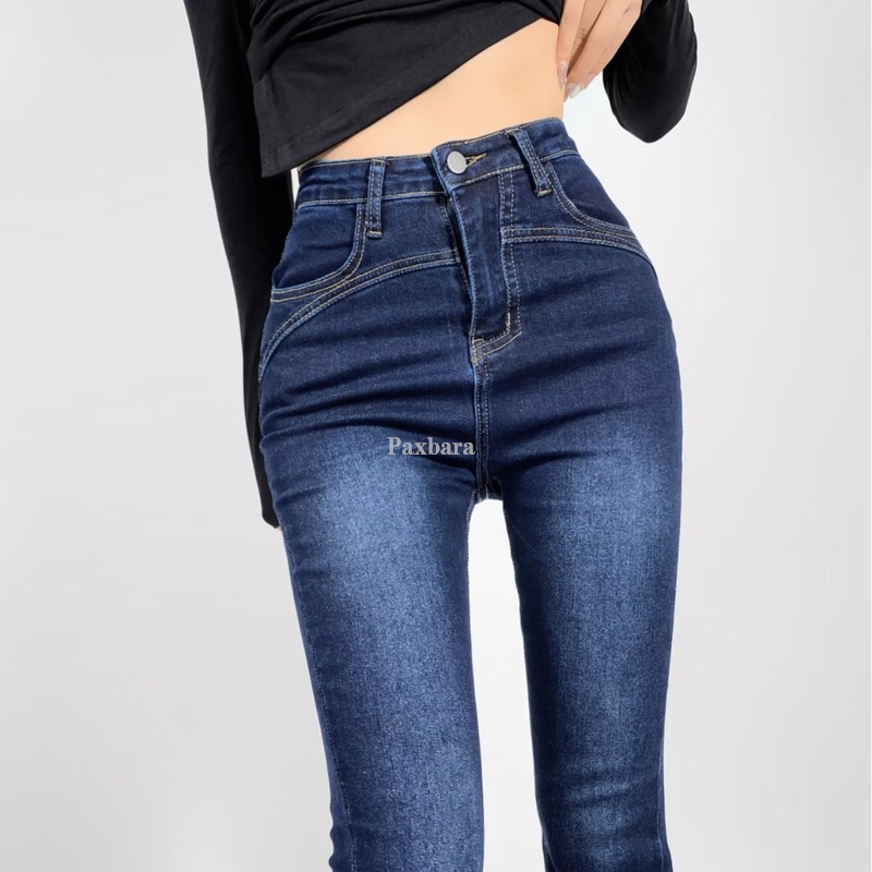 1015 Retro High-waisted Tight-fitting Hip-covering Stretch Denim Bell-bottom Pants 2023 Autum New Style Bootcut Jeans for Women in Autum