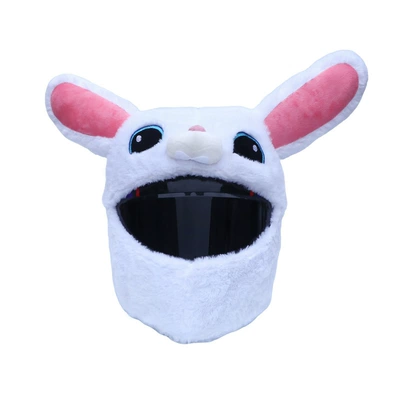 cartoon plush helmet cover, Motosiklet dəbilqələri - rabbit-white-excluding-helmet
