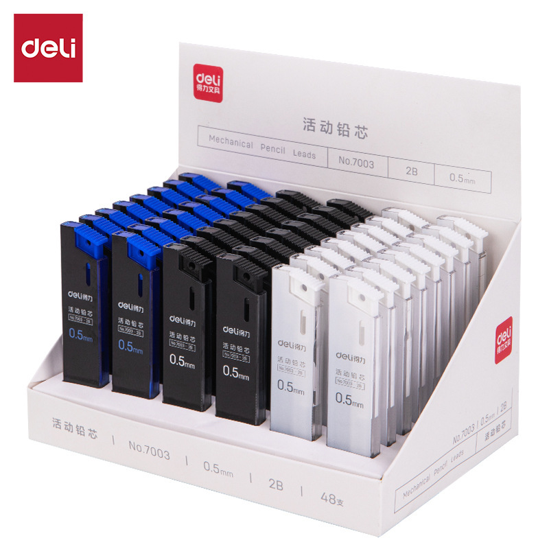 Wholesale Deli 7003/7004 Active Lead 2B Pencil Lead 0.5mm/0.7mm Student Automatic Lead Refill