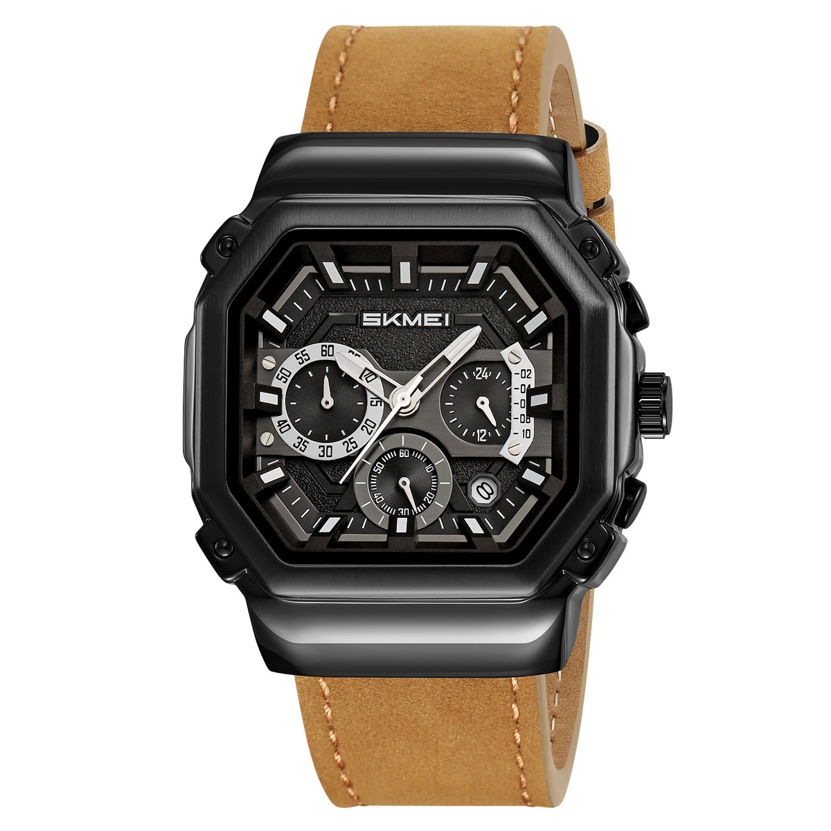 Momento de la belleza octogonal cuadrado hombre reloj de cuarzo multifuncional transfronterizo retro correa relojes de pulsera hombre fábrica al por mayor spot