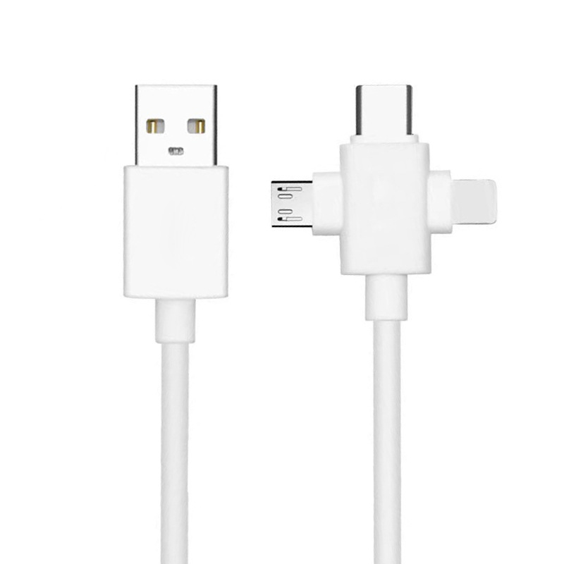 Mobile phone with to data cables suitable for Android Type-C Apple cross mirror three in one fast charging cable_voghion.com