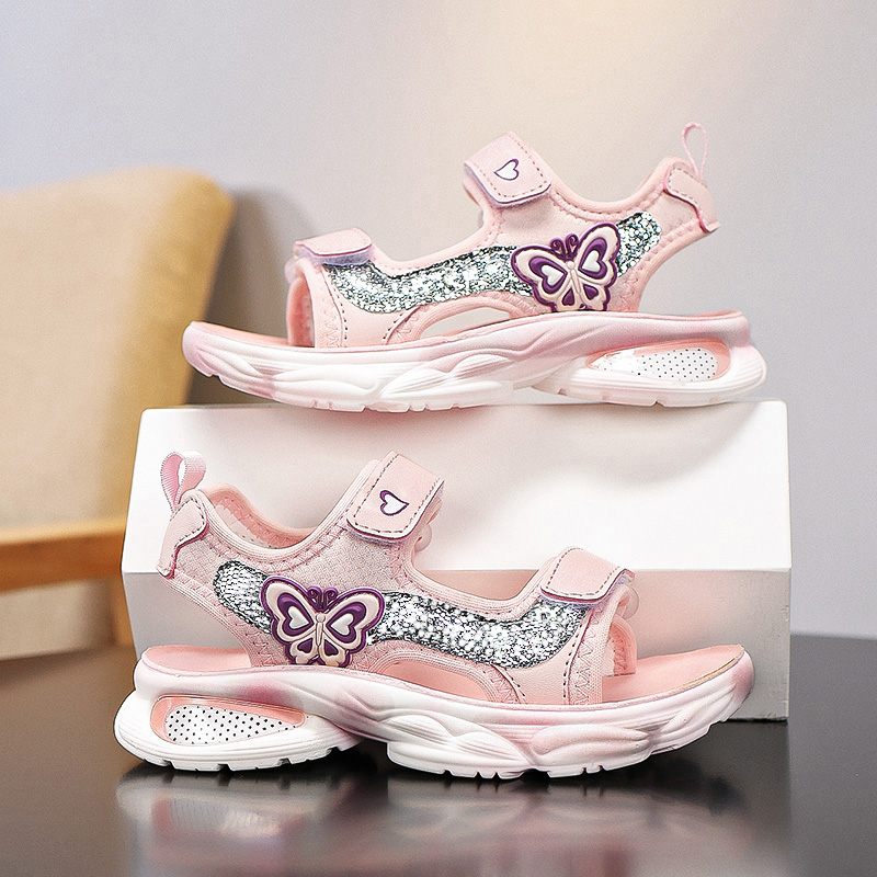 Sandálias de niñas verano 2025 nuevas niñas princesa zapatos de playa zapatos deportivos para niños grandes