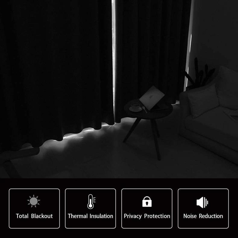 high light shielding heat insulating energy saving bedroom kitchen blocking curtains Nordic solid color black silk blackout curtains_voghion.com