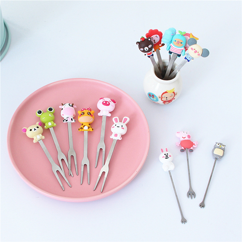 Cartoon bento cute baby cake dessert pick stainless steel fork creative household ceramic cute fruit fork