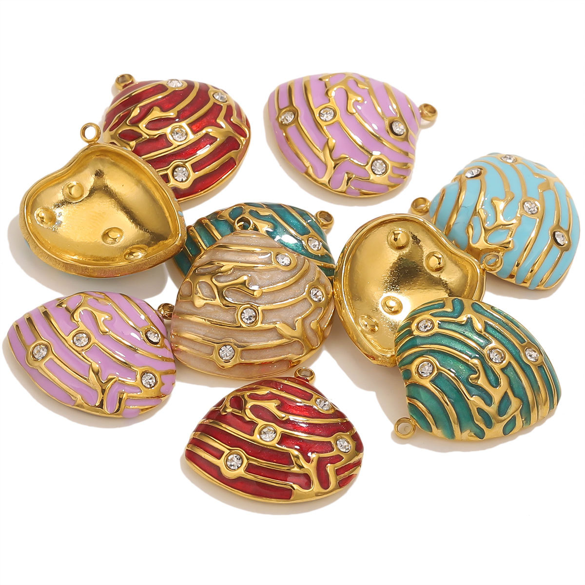 Acero inoxidable vacío de color goteo punto de perforación conchas colgante DIY joyas collar accesorios de pulsera al por mayor