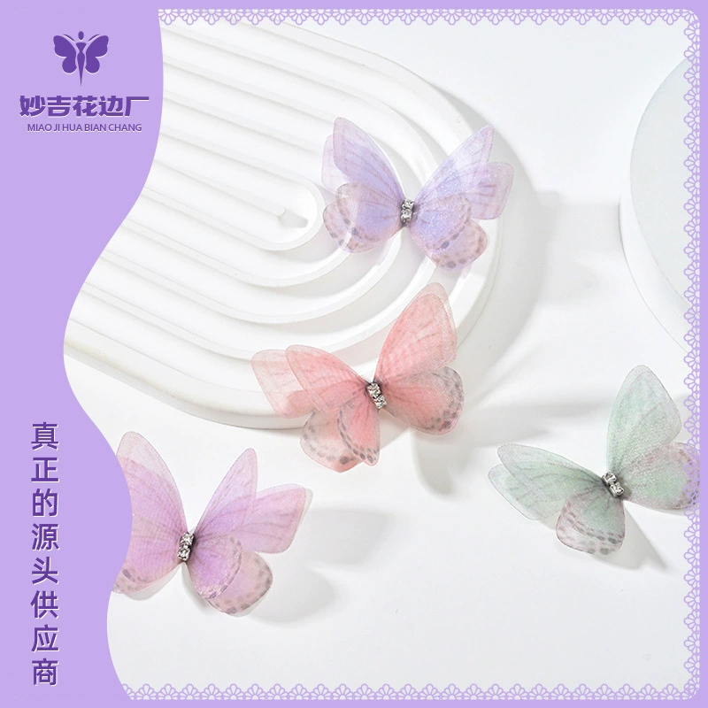 Сетчатые аксессуары в виде бабочки, аксессуары для ювелирных изделий своими руками, головные уборы, одежда, двухслойная сетка ручной работы, цветочные детали, легкие марлевые искусственные крылья