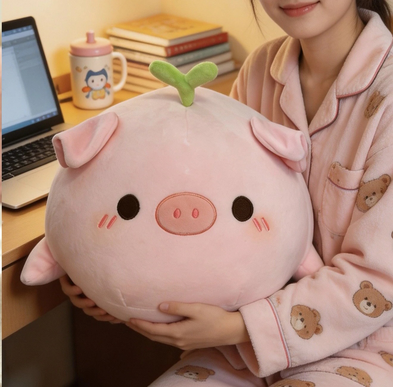 Cross-Border Small Flower and Grass Pig Plush Toy Children's Comfort Pillow Balloon Pig Doll Gift for Girls
