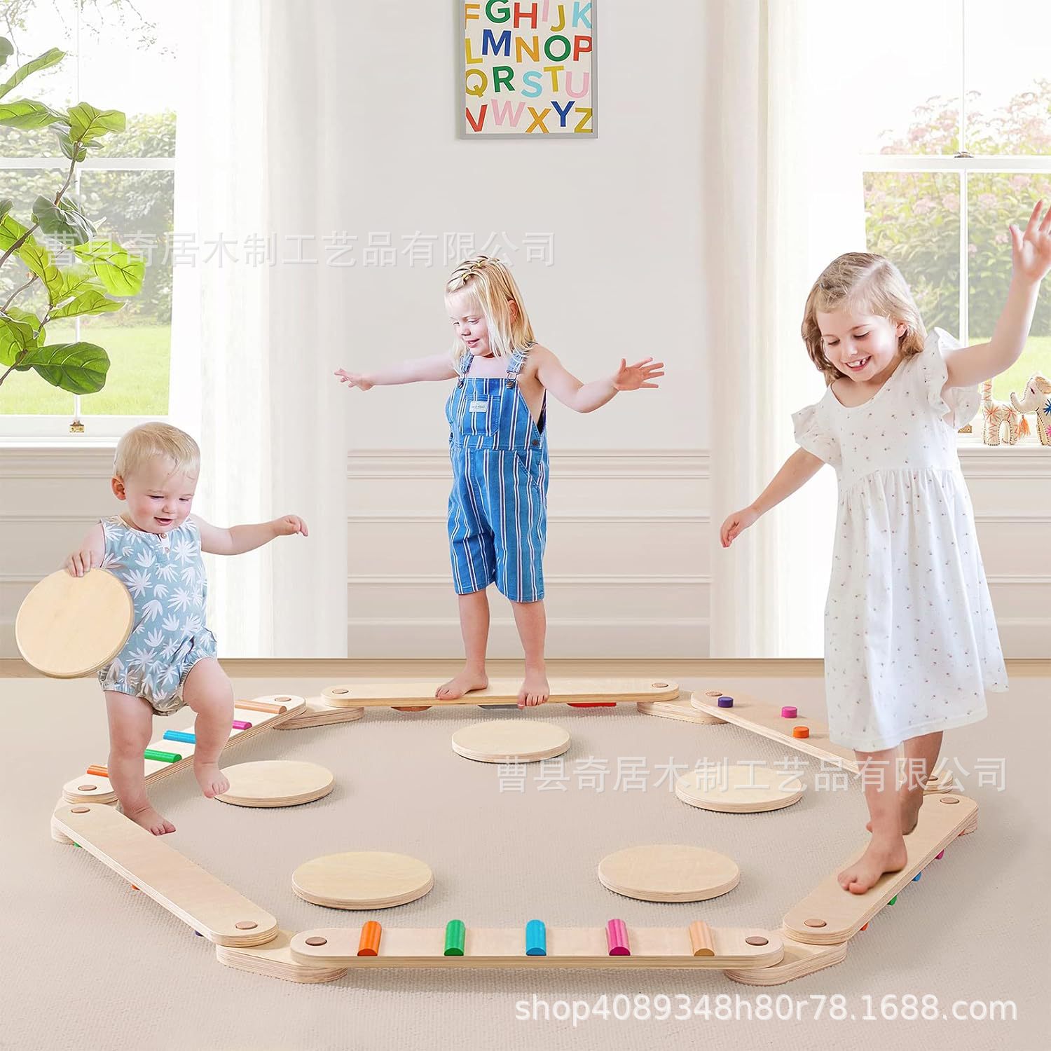 儿童平衡板感统训练组合套装木质独木桥踩踏触感亲子早教木制玩具