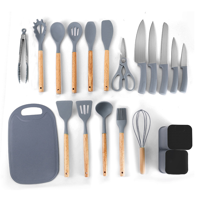 Cuchillo de cocina de silicona 19pcs set 1200g - Grey