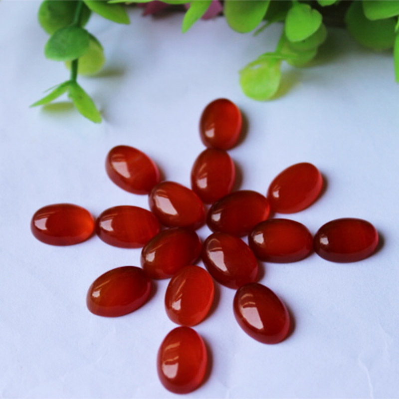 in stock wholesale red agate flat ring oval flat bare stone semi-finished jewelry accessories 5*7 6*8