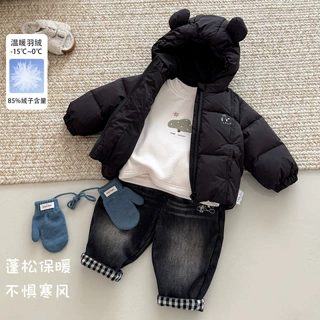 羽绒服2026冬季新款男童连帽外套婴幼儿百搭保暖上衣宝宝加厚长袖