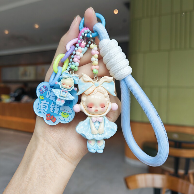 New Dopamine Beaded Bubble Mart Acrylic Tag Lanyard Mobile Phone Chain Keychain Bag Exquisite Pendant