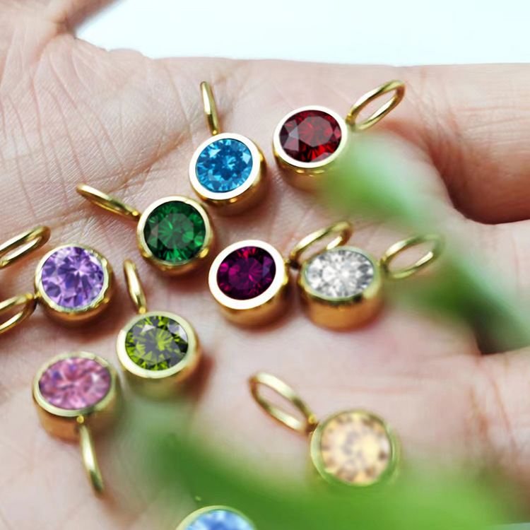 1 Piece Stainless Steel Rhinestones PVD Coated 14K Gold Rose Gold Real Gold Plated Round Polished Pendant DIY Jewelry Accessories display picture 7