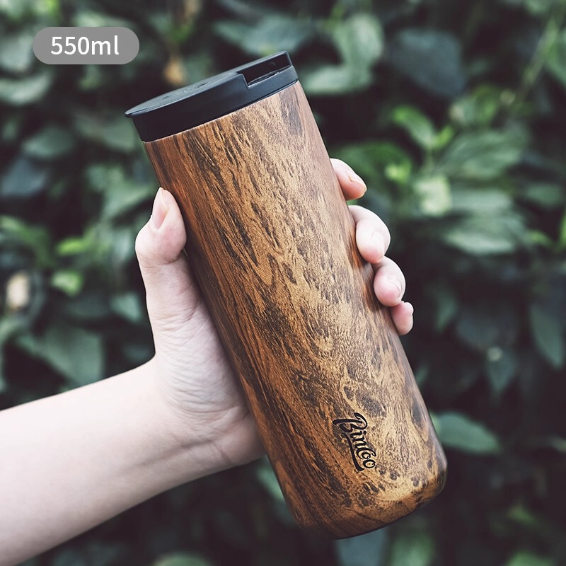 Bincoo复古咖啡杯木纹新款保温杯车载男士便携挂耳咖啡随行杯水杯|undefined