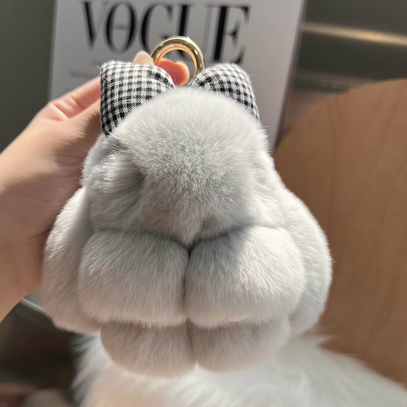 Cute imitación de conejo peludo arco pequeño conejo llavero de automóvil colgante in peluche muñeca mochila colgante
