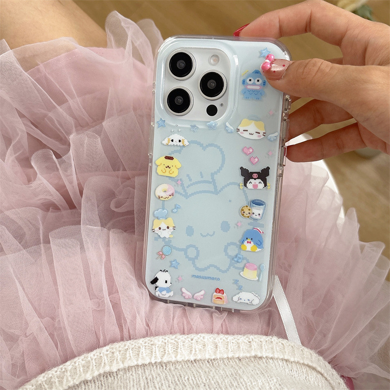 漫画カラフルなスターロングハット KT iPhone16 Apple 15ProMax/14/13 携帯電話ケースガールハートに適しています|undefined