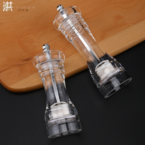 Acrylic pepper grinder, dual-purpose transparent pepper grinder, seasoning bottle, kitchen sea salt and pepper grinder for grinding spices