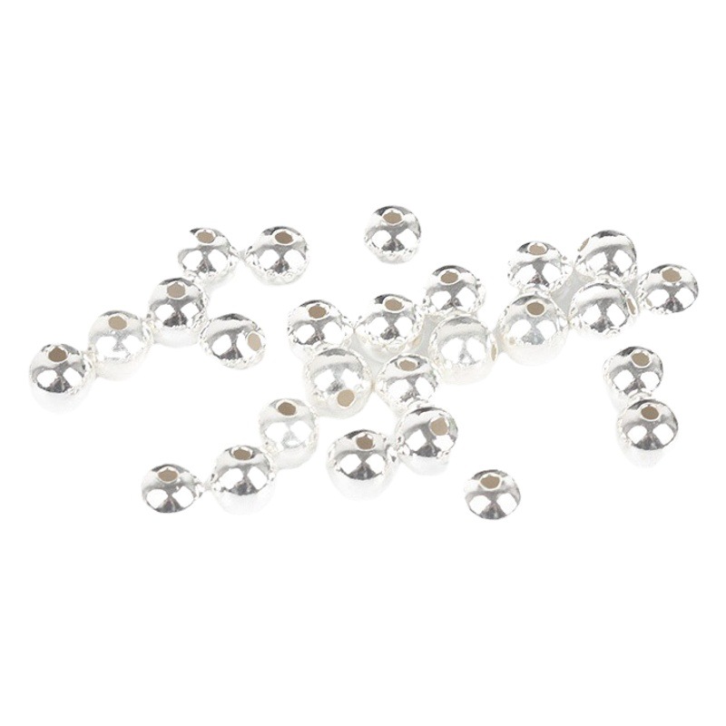 Cuentas de plata de ley 925, cuentas sueltas, cuentas de transferencia, cuentas divisorias de pasaduras de plata esterlina, cuentas redondas de bricolaje, guisantes de plata, accesorios pequeños