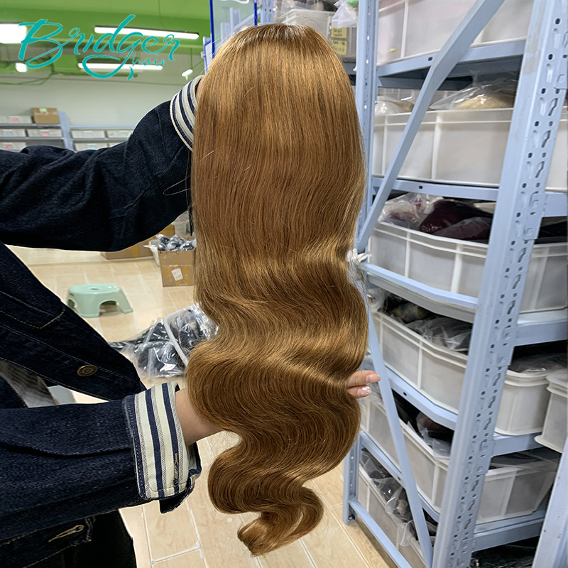 13*4 Lace Hoofddeksel Menselijk Haar Kleur #8 Menselijk Haar kant frontale pruiken_voghion.com