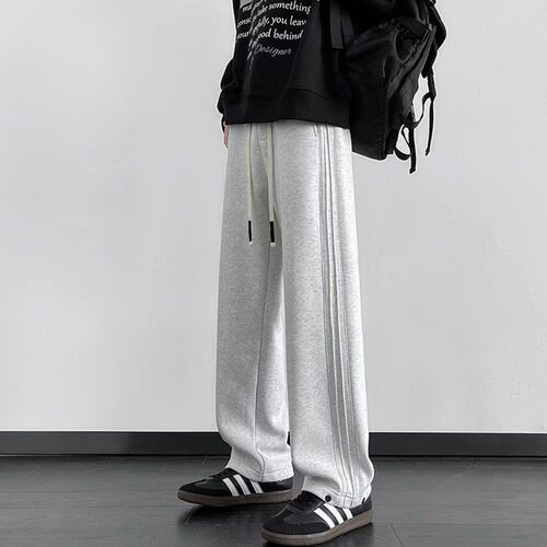 Men's Straight Leg Casual Pants Trendy Versatile Loose Wide Leg Pants American Style Durable Sport Sweatpants