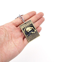 新款動漫紅髮海賊王路飛凱多羅艾斯白鬍子索隆喬巴通緝令牌鑰匙扣