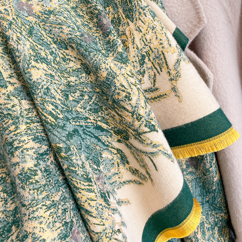 450g Weight Scarf Classification Daily Occasion Rayon Material Color Block, Sheep, Daisy Pattern Winter Season Women's Gender Retro, Sweet Style Women's Retro Sweet Color Block Sheep Daisy Rayon Scarf 6