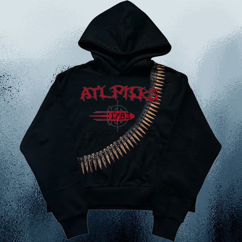 Men's Clothing European And American Trendy Brand Sweatshirt Letter Print Hooded Street Fashion Men And Women Arranged Bullet Creative Trend Tops_viptrois.com