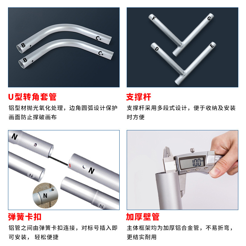 Panel de pared para eventos de instalación rápida, panel de firmas, expositor de malla portátil, accesorios de soporte de exhibición de aleación de aluminio al por mayor