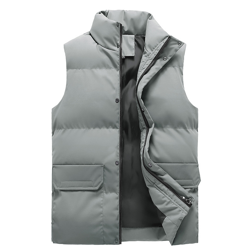 Herbst und Winter neue lässige Stehkragen einfarbige Baumwolle Schulter dicke warme Jacke Plus Größe Arbeitskleidung Weste_voghion.com