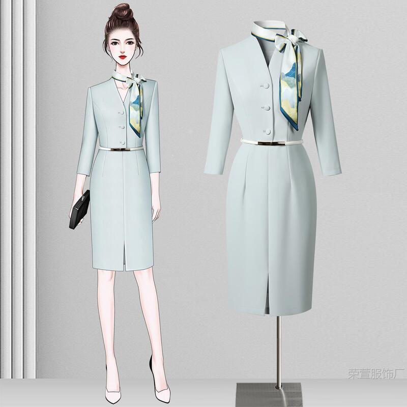 Medical Beauty Front Desk Professional Dress Women's Autumn Style Fashionable Beauty Salon Etiquette Reception Case Customer Service Work Clothes