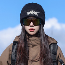 美式潮牌针织帽子男士秋冬季大头围登山防寒冷帽男女款保暖套头帽