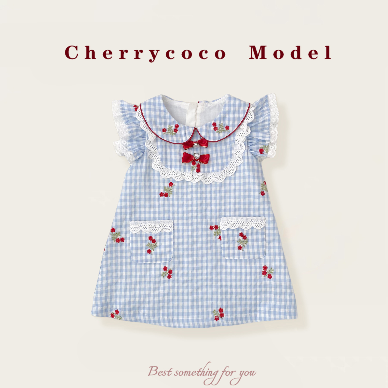 CHERRYCOCO Girls' Plaid Vest Summer New Style Small and Medium-sized Children's dress Girls' Foreign Style Princess Skirt
