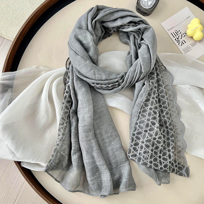 Bufandas de invierno femeninas de alta calidad lino de encaje bufandas delgadas bufandas de cuello bufandas de seda al por mayor