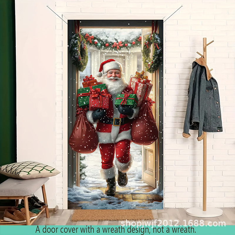 TEM Amazon transfronterizo nueva decoración de la cubierta de la puerta de Navidad rojo Santa Claus regalo cubierta de la puerta ambiente festivo fiesta