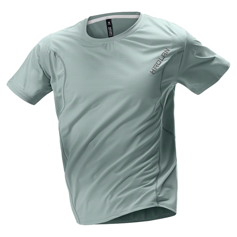 Camiseta deportiva para hombres delgada seda de hielo transpirable de verano secado rápido ropa de entrenamiento de correr de manga corta camiseta deportiva suelta
