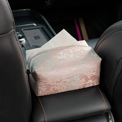 Car Headrest and Lumbar Support, New: Waist support - imitation-song-brocade-tissue-box-in-pink