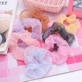 网纱格子大肠发圈网红肥肠少女发绳女简约可爱头绳发饰