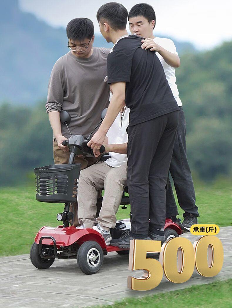 Electric Four-Wheeler for the Elderly, Household Dual-Seater Mobility Scooter for Disabled People, Foldable Small Electric Vehicle