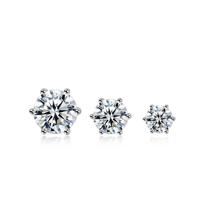 10g Weight 1 Pair Sterling Silver Moissanite Geometric Ear Studs