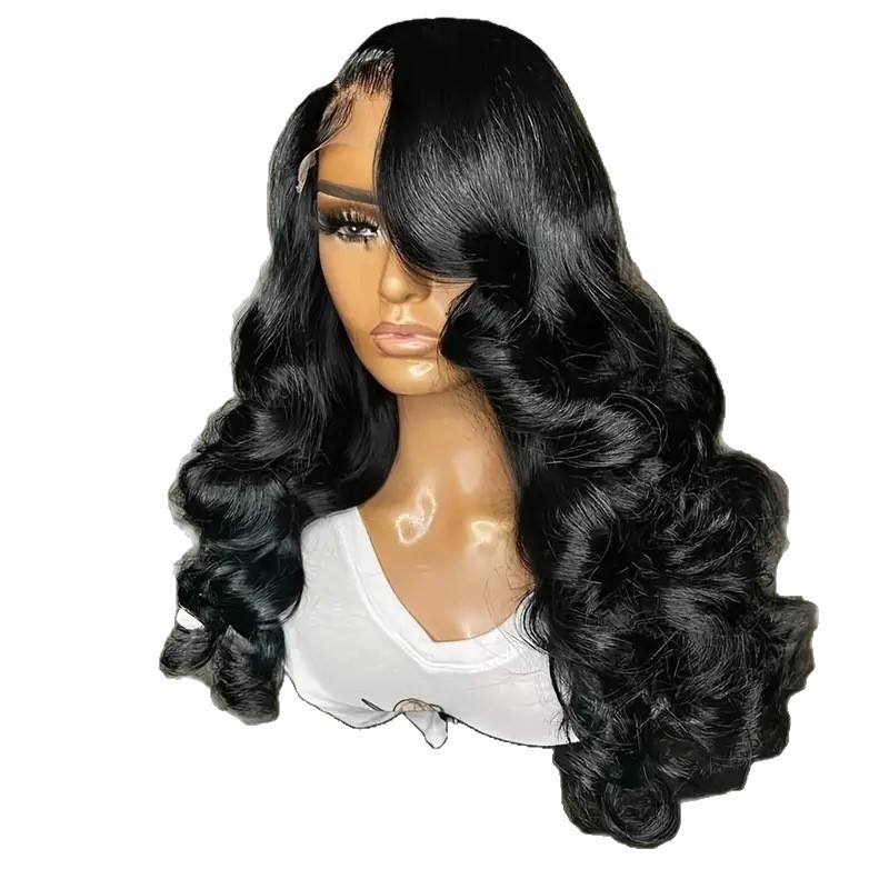 Europa y América de moda damas transfronterizas venta caliente frente encaje rizos largos pelucas de cabello completo fábrica de stock