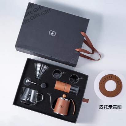 Práctico negocio acompañante regalos de cafetera de lavado de mano conjunto de café molído a mano se puede personalizar logotipo para los clientes