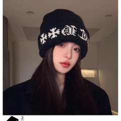 韩系双层加厚针织帽女秋冬季保暖护耳冷帽大头围户外防寒毛线帽子